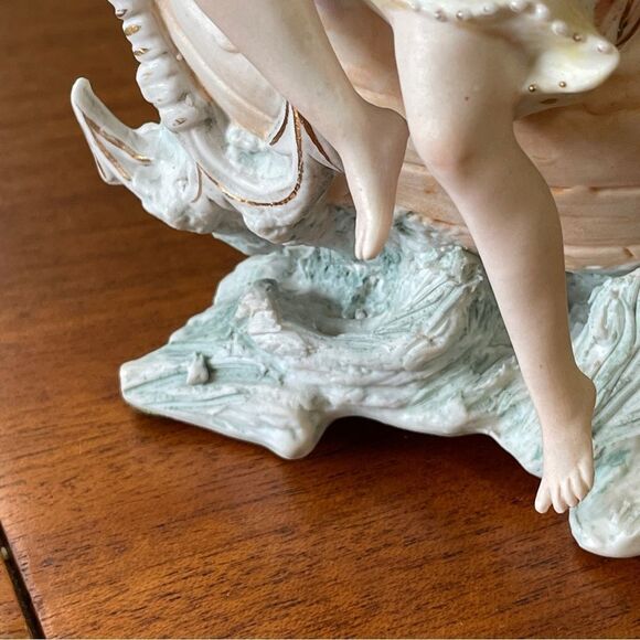 Vintage RARE One of a kind Porcelain Ceramic Goddess on a Ship Decor Art - Picture 3 of 16